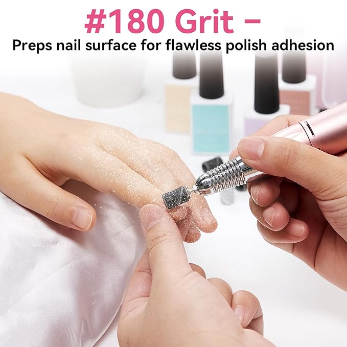 Makartt Sanding Bands for Nail Drill - 100 Pcs #180-Fine Grits Nail File Sanding Bands for Drill Bits, Nail Prep Smooth Polish, Upgrade Thicker Durable Sanding Drill Bit for Acrylic Nails Gel, Black