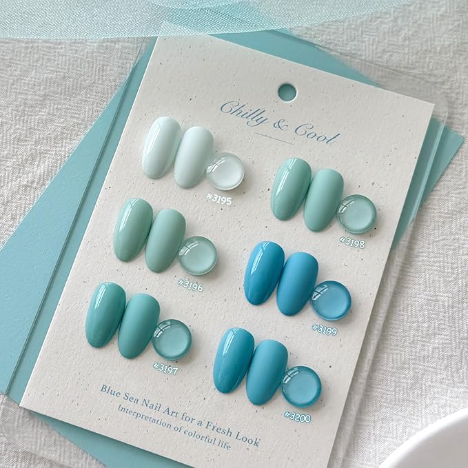 GAOY Blue Gel Nail Polish Set, 6 Colors Light Baby Blue, Soak Off UV Light Cure Gel Polish Kit for Nail Art DIY at Home