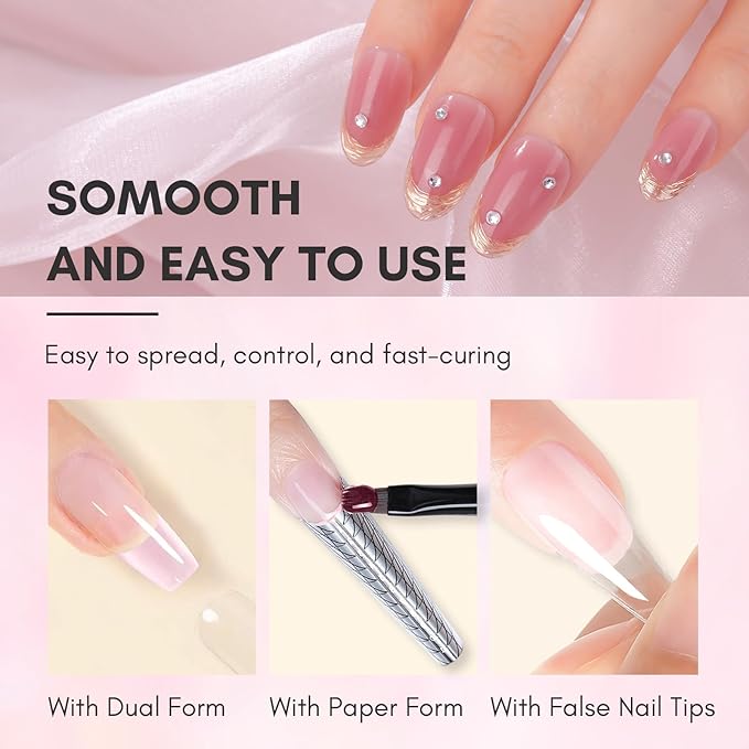 Makartt Hema-Free Poly Nail Gel 50ML Builder for Extension Strengthener 3D Diy, Resistent Hard Gel, Large Capacity Manicure Design Home Salon-Mauve Pink