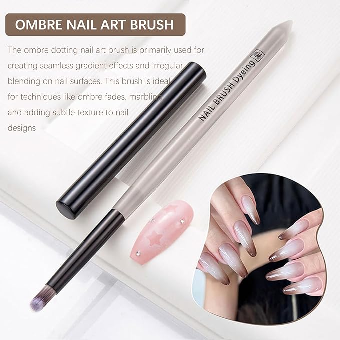 Ombre Nail Brush (Oblique), Gradient Nail Art Brushes, Gel Nail Polish Brush, Nail Art Design Painting Tools for Salon & Home, Nail Artists & DIY Enthusiasts