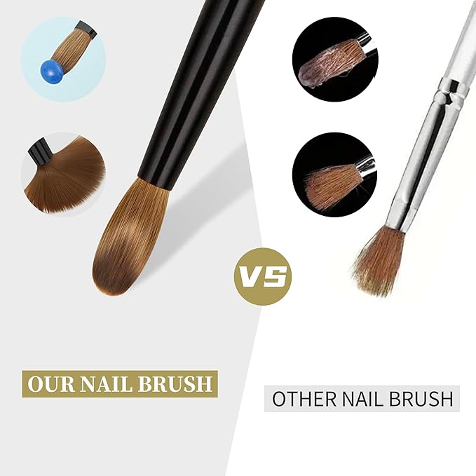 100% Pure Kolinsky Hair Acrylic Nail Brush Ebony Wood Handle Professional Manicure Brushes for Powder Nail Acrylic Application - Salon & DIY Nail Art Essentials - Size 10, 1.0 Count