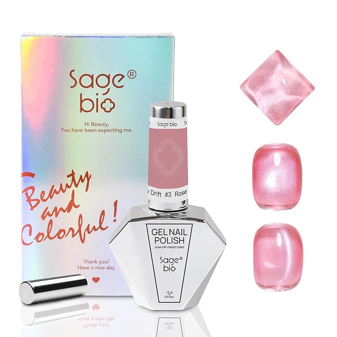 Cat Eye Gel Nail Polish 15ml Rose Drift, Magnetic Gel with Shimmer Glass Bead Effect, Soak Off UV LED Nail Gel, Home DIY Nail Art Design