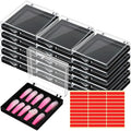 Landhoow 30 Pcs Press on Nail Storage Box with 60 Pcs Adhesive Double Sided Tape Acrylic Artificial False Nail Packaging Display Case Organizer for Home Business Salon Supplies(Black)