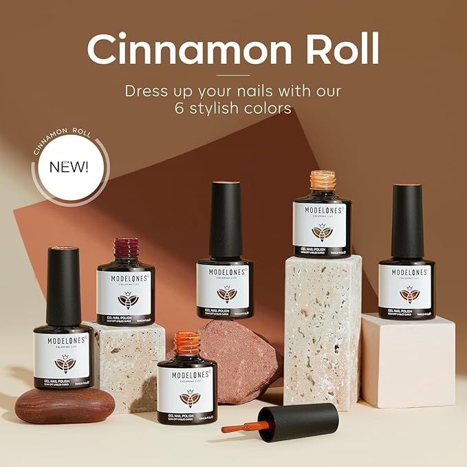 modelones Gel Nail Polish Set, 6 Colors Winter Dark Nude Brown Gel Polish Glitter Pearl Cinnamon Tawny Orange Cherry Mocha Nail Polish All Skin Tones Soak OFF LED Nail Art DIY Gift