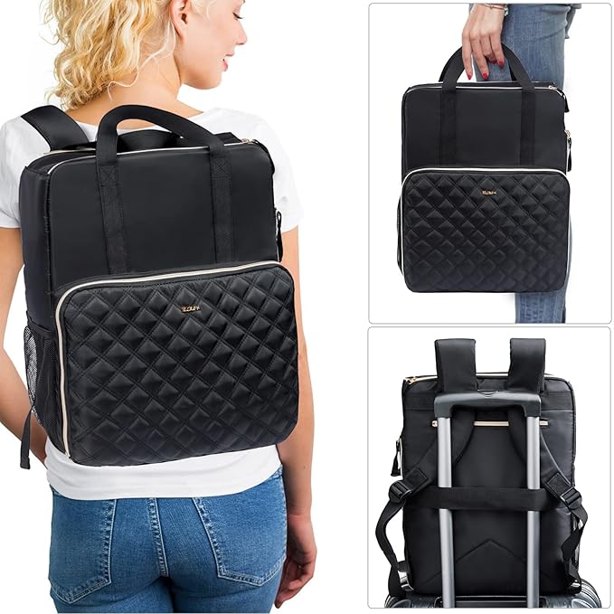 Nail Polish Organizer Backpack Holds 84-93 Bottles and a Nail Lamp, Nail Tech Storage Case Large Nail Polish Bag with 3 Removable Boxes and Tools Organizer Sections(Black)
