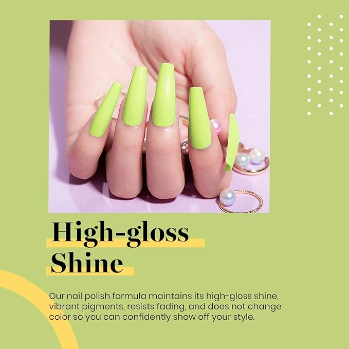 Beetles Neon Yellow Gel Nail Polish, Bright Yellow Lala Lime Color Neon Gel Polish, Spring Nails Soak Off Uv LED Nail Lamp Gifts for Women -Size: 15 ml/Each
