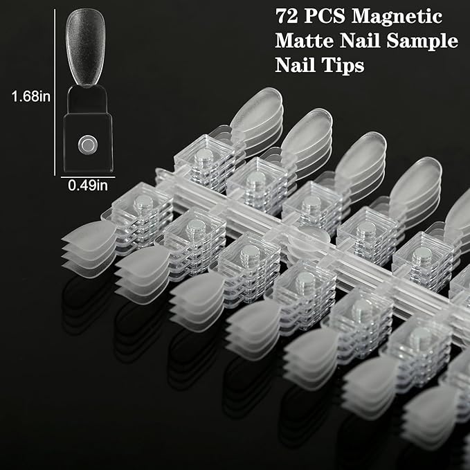 72PCS Magnetic Nail Color Display Tips,Premium Acrylic False Nail Tips for Gel & Regular Polish, Durable, Easy to Color,Perfect for Nail Practice & Professional Use