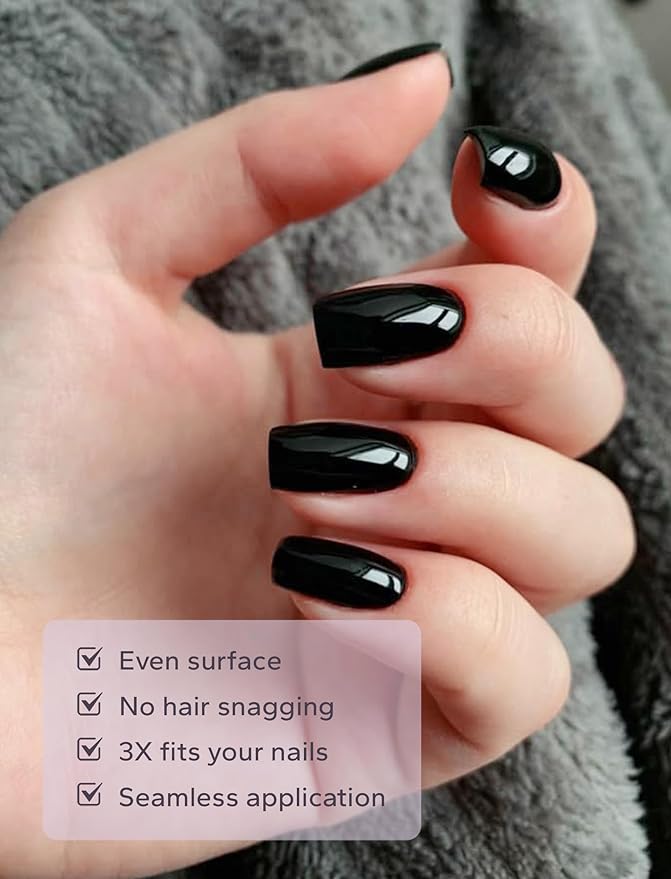 Nail Polish Strips – 32PCS UV Free Salon Quality Wraps, Long Lasting Gel Nail Stickers for Women (Nightshade Black)