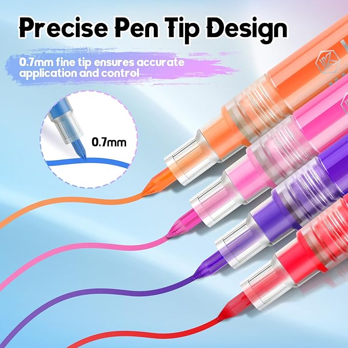 Kalolary 12 Color Nail Art Pens Set, 0.7MM Fine Tip Nail Polish Pens Acrylic Paint Pen Nail Art Markers Quick-Drying Nail Art Tools for Dotting Drawing Painting DIY Nail Art Beauty Manicure（H）