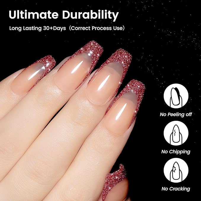 YTD Likomey Colorful Reflective Glitter Gel Nail Polish,15ml Red Flash Diamond Shimmer Nails Gel,Sparkly Shiny Salon Home Fall Winter Manicure UV Varnish,SZ395