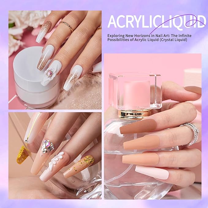 3Pcs 40ml Acrylic Liquid Monomer for Nail – Strong Bond for Acrylic Powder & Nail Tips, Self-Leveling for Smooth Application Sculpting, Salon Quality for Nail Techs & Lovers
