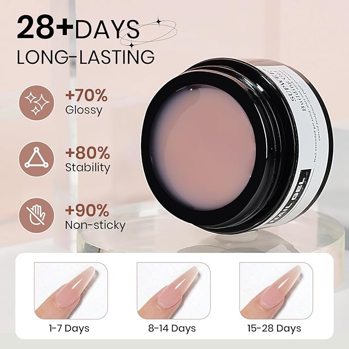 Solid Builder Gel for Nails Nude 3D Nail Art Gel Non-Stick Hand Hard Gel Sculpting Gel for Nail Art 3d Molding Gel Nail Extension Gel Mnicure DIY at Home 14g(0.49fl oz)