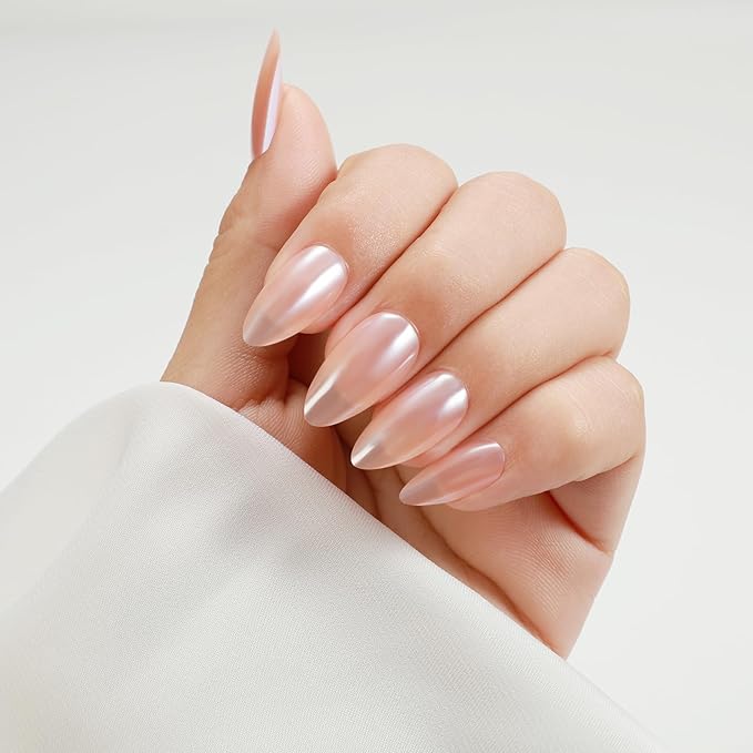 Rnker Press On Nails - Nutty Color, Almond Top gel Nails with a Glossy Glaze Finish, 15 Sizes - 30 Nail Kit with Glue