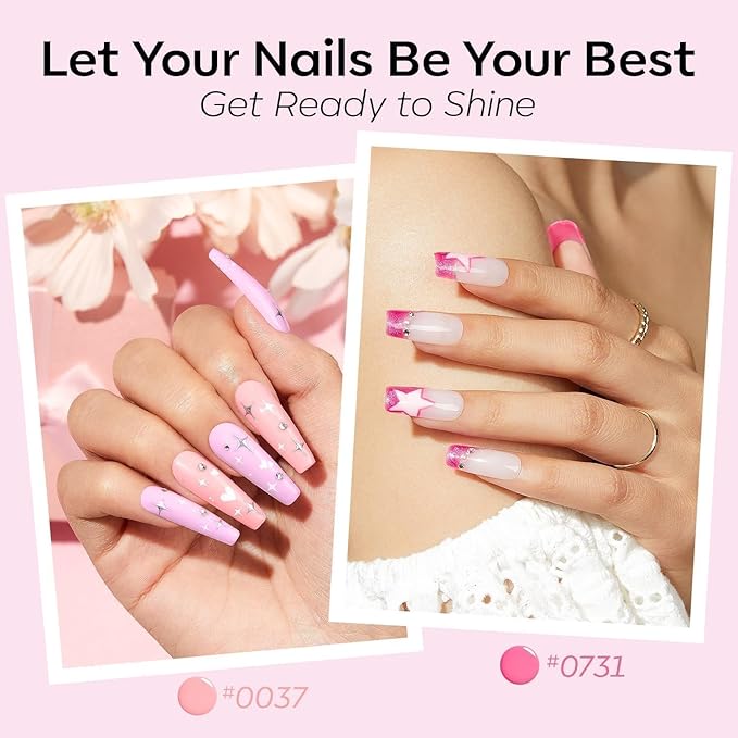 modelones Pink Gel Nail Polish Set,Hema-Free Light Pink White Hot Pink Gel Polish Kit Magenta Purple Shimmer LED 6 Colors 2026 Spring Easter Nail Art Gift Salon DIY Starter Kit
