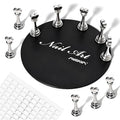 ANGNYA Nail Stand for Press Ons,Round Shape Super Magnetic Base Nail Holder for Painting Nails with 200 Pcs Reusable Double-Sided Tape for Nails Practice Nail Tools Home DIY Salon Supplies