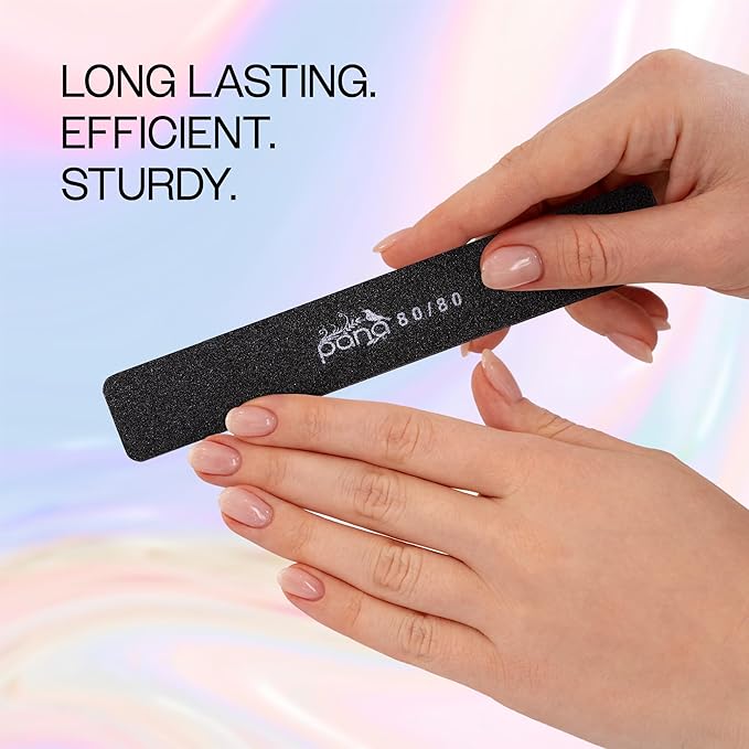 10PCS Jumbo Size PANA Professional Double Sided Nail Files - Black, 80/80 Grit - Emery Board Nail Buffering File Manicure Pedicure Nail Polisher Washable