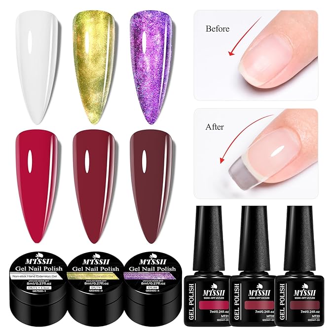 MTSSII 3D Sculpting Gel for Nail Art White Aurora Yellow Purple Non Sticky Hand Carving Extension Solid Builder Gel for Nails Red Brown Nail Polish