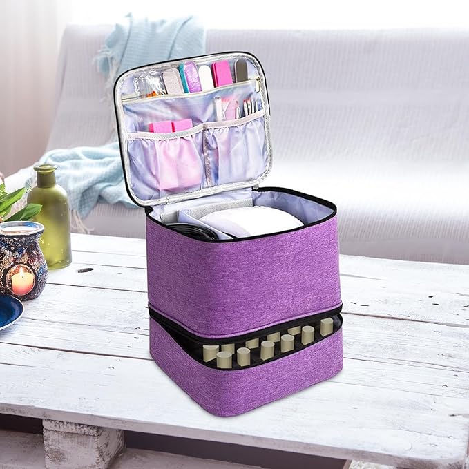 Double Layer Nail Polish Organizer Bag, Gel Nail Polish Organizers and Storage Box for Nail Varnish
