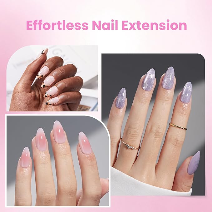 Beetles Tipex Lite Apex Nail Tips Kit, Almond Medium, 192pcs 16 Sizes, with UV Nail Glue, Base & Top Coat, Mini Nail Lamp, Nail Clipper & Cuticle Nipper, Pre-Building Pre-Etched Acrylic Tips Kit