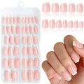 120PC White French Tip Press on Nails Short Fake Nails Press ons with 5*Adhesive Tabs, Pink Coffin Acrylic Nail Press on Nail French Tip Nails False Artificial Fingernails Stick on Nails-H