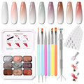 Christmas Gel Polish, 9 Colors Ombre Patting Gel Nail Polish Palette 100 Sponges 6 Brushes 1Grabber, Blending Color Gradient Painting Nails Art, No Wipe, UV/LED Cured (Set 07)