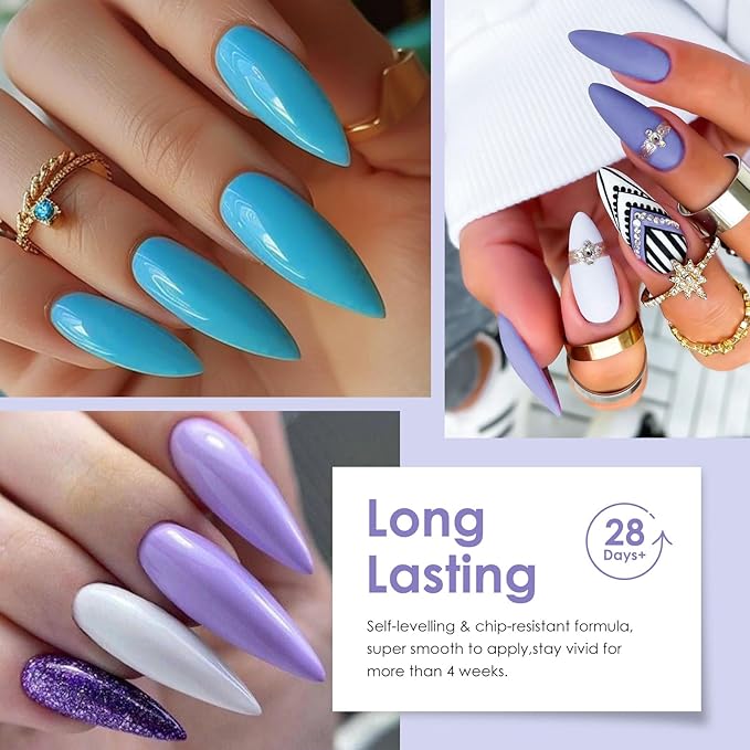 MTSSII Gel Nail Polish Set, 12PCS Violet Blue Gel Nail Polish Kit, Soak Off UV/LED Nail Polish Nail Art Design Salon Home Gifts for Women