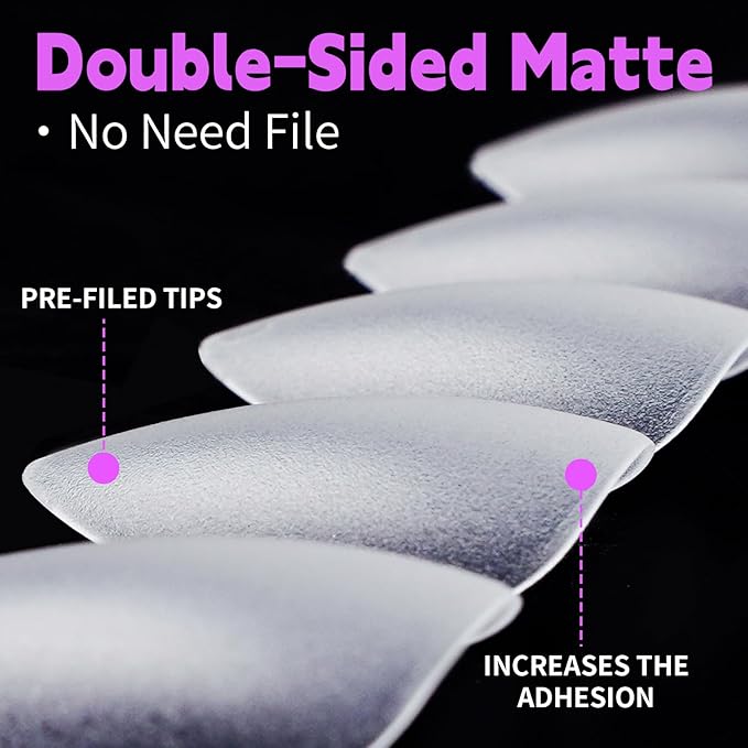 Canvalite 450Pcs Almond Press on Nails Kit with Nail Glue & Remover - Acrylic Gel Double-sided Matte Clear Pre-Buff Gel Nail Tips, 15 Sizes Full Cover False Nails, DIY at Home & Salon Use