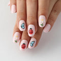 3D Insect Flowers Press On Nails Almond Medium, 3D Pattern Designer Reusable Acrylic Nails Press Ons, Fake Nails With Glue On, Daily Wear Floral False Nails For Women