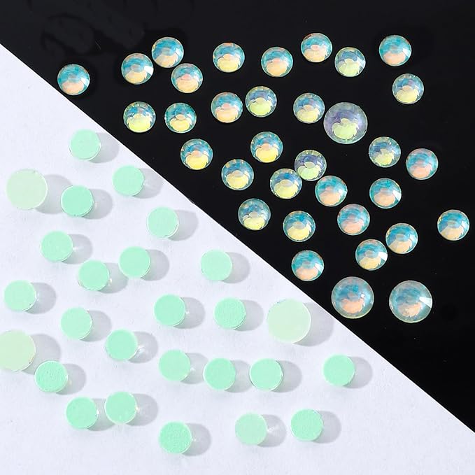 F Light Green Flatback Rhinestones, Glass Rhinestones for Nail Art and Craft, Glue Fix, Loose Crystal Gemstones(F Light Green, SS20, 1440pcs, 4.6-4.8mm)