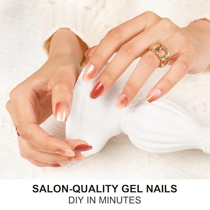 DANNI & TONI Semi Cured Gel Nail Strips Gradient (Elegant Fusion) Amber Tie Dye Gel Nail Wraps 28 Stickers