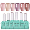 10ml Hema-Free Jelly Nude Gel Nail Polish Set -6 Colors Soak Off UV Long Lasting Sheer Manicure DIY and Salon Art Gift for Women Girls