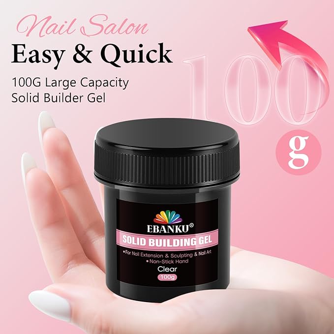 EBANKU 100g 3D Nail Gel, Clear 3D Sculpture Gel for Nail Art, Non-Sticky Solid Builder Gel for Nails Molding Hard Gels for Extension DIY Gift At Home Salon