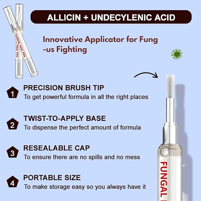 Fungal Nail Pen with Allicin & 25% Undecylenic Acid, Nail Repair Pen | Extra Strength Nail | Toenail & Fingernail Care 2pcs