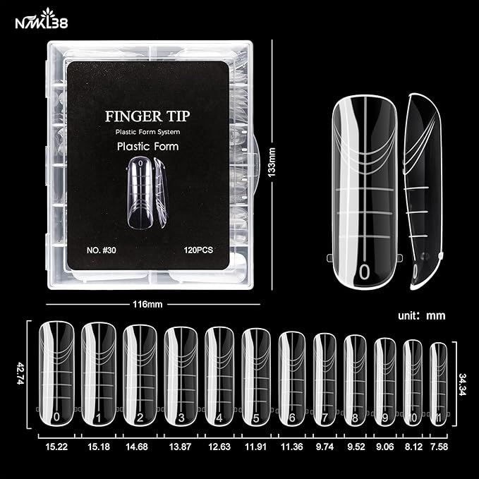 NMKL38 120PCS Dual Nail Forms 12 Sizes Full Cover Nail Molds With Scale Nail Art Design for Salon DIY at Home