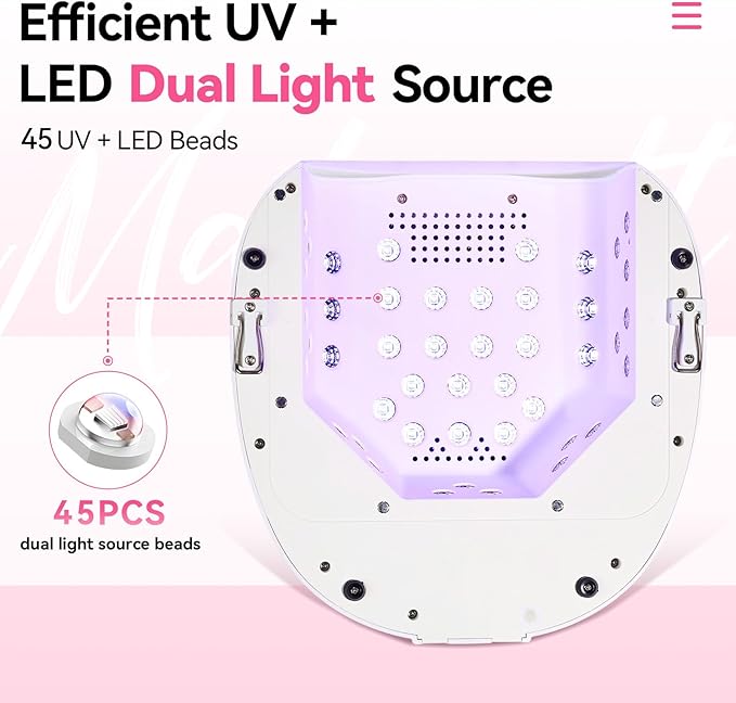 Makartt UV Nail Lamp – 30W Fast Curing UV Light with Handle Rechargeable Cordless Nail Dryer for Gel Nail Polish with 45 Beads Dual Lights 4 Timers LCD Smart Sensor for Nail Art Design(White)
