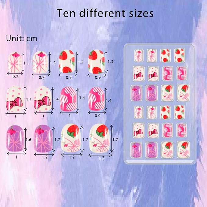 SIUSIO 120 Pcs 5 Pack Children Acrylic Fake Nails Press on Pre-glue Full Cover Glitter Gradient Color Rainbow Short Kids Stick On False Nail Art Kits Set for Kids Little Girls - Cutie Unicorn Theme
