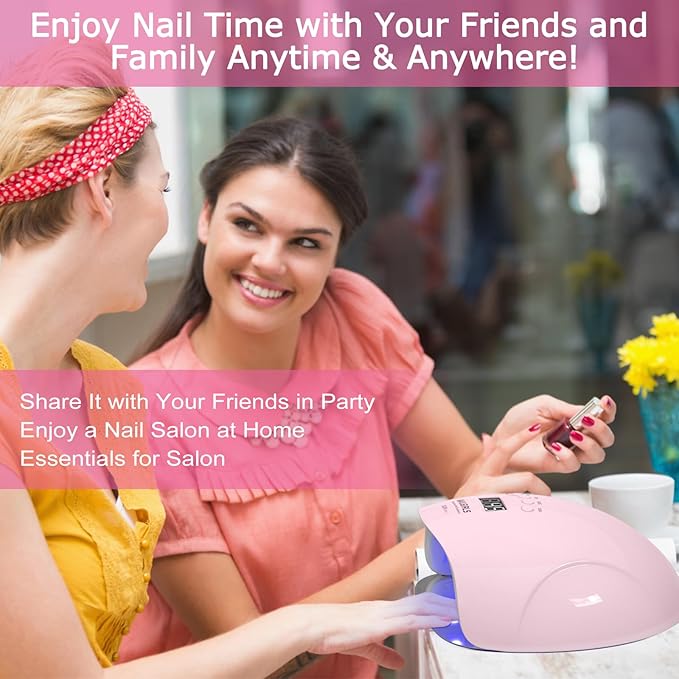 NAILGIRLS UV Nail Lamp 150W for Gel Polish, Professional Fast Curing UV Light for Gel Nails with 36pcs Lamp Beads, 4 Times with LCD Display Auto Sensor, Gift for Women Girl, Pink