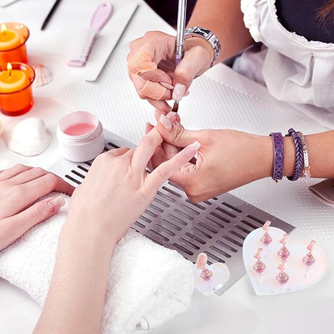 Nail Stand for Press ons,2 Set Heart Nail Holder for Painting Nails Aurora Nails Display Practice Art Magnetic Nail Display Stand with 200 Pcs Adhesive Tabs Nail Art for Display Home Salon