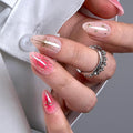 CurvLife Soft Gel Alomond Press On Nails, Long-Lasting Reusable Fake Nails Kit with Glue & Tabs, 30pcs Salon-Quality Stick On Nails for Women At-Home Manicure (Sweet Halo)