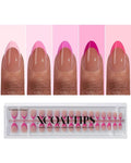 BTArtboxnails XCOATTIPS Pink French Tip Press On Nails - Short Press On Nails Almond, Soft Gel Nail Tips, 160Pcs Soak Off Acrylic Brown Fake Nail Extension in 16 Sizes