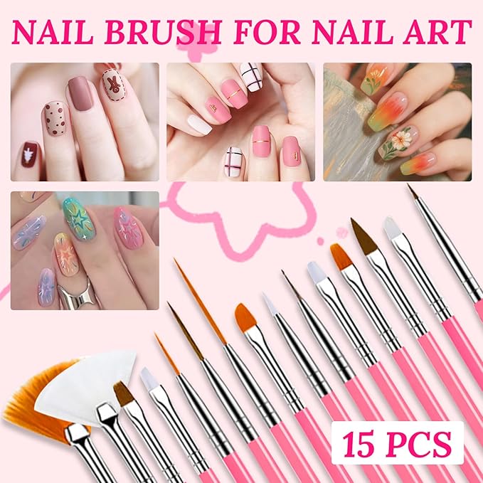 Nail Stand For Press On With Nail Art Brushes Nail Holder For Painting Practice Display Presson Nails Nail Art tools Set with Nail Dotting 3D Sculpting tools, Practice Kit Tech (Clear, Large)