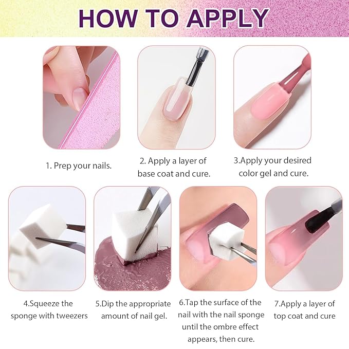 Gradient Painting Gel Set, 24 Bright Pink Blue Colors Ombre Gel Nail Polish for Pigment Pat Nail Gel Kit, Silky Texture, French Manicure DIY Nail Art, No-wipe Soak of UV