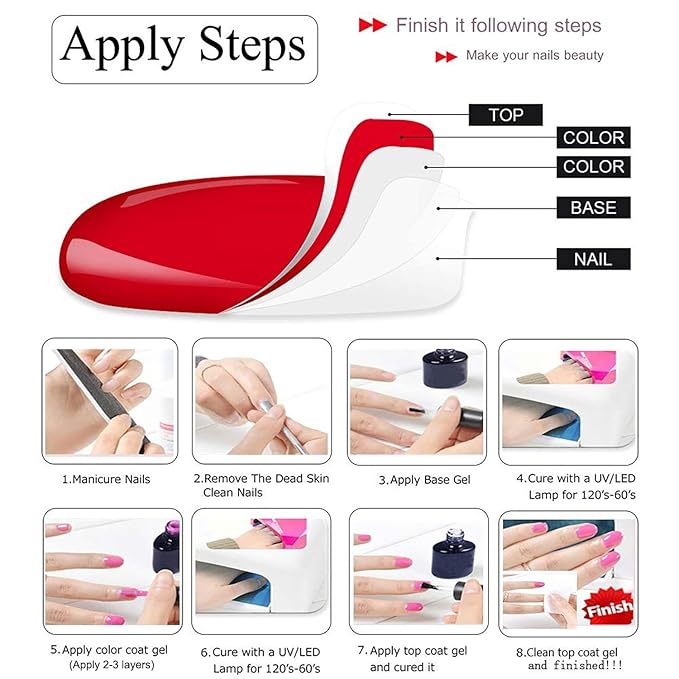 Vishine 48 Colors Gel Nail Polish Set, Autumn Winter Popular Nail Polish with Base Top Coat, Lasting UV LED Gel Polish Manicure Kit 8ml