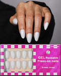 White Press on Almond Nails Short 16 Sizes Glossy Gel Fake Nails with Glue & Stick
