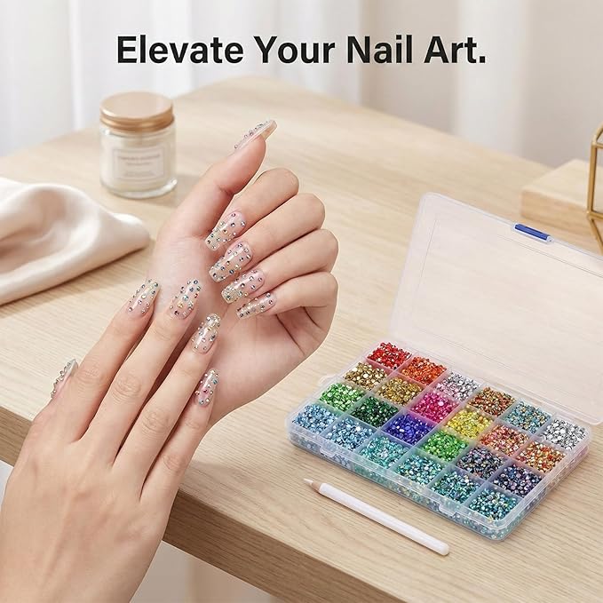 2026 New Resin Jelly Rhinestones Bedazzling Kit: 40,000Pcs 3mm Flatback Gems with Glue for DIY Crafts, Nail Art, Face Makeup, Tumblers, Shoes, Clothing Decoration (40,000 Pcs)