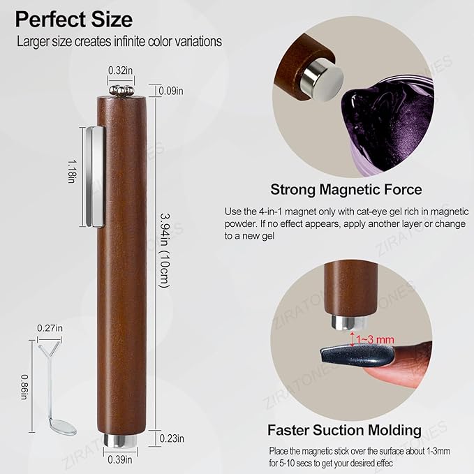 3 in 1 Nail Magnet, Multifunctional Cat Eye Gel Nail Polish Magnet Pen, 3D Magnetic Nail Polish Stick for Home DIY, Salon, Studio, Nail Art Design Tools