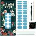 Nail Polish Strips (No UV Lamp Needed) - 22 Pcs Salon Quality Gel Nail Stickers - Long Lasting Wraps (Blue Hour IceBurg)