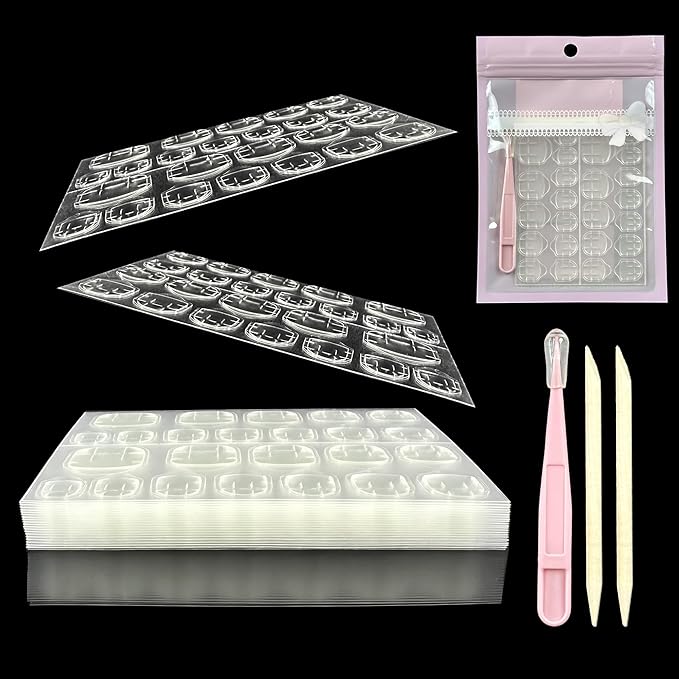 480Pcs Nail Adhesive Tabs for Press On, Extra Large 20 Sheets Jelly Gel Glue Alternative Stickers, Double Sided Thick & Strong Solid Glue Sticky Tabs for Manicure