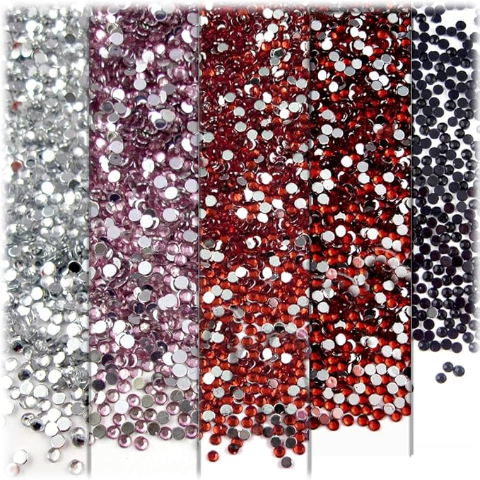 The Crafts Outlet 5,000pc Rhinestones Round 2mm Tiny for Nails - Flatback Ruby Red RED
