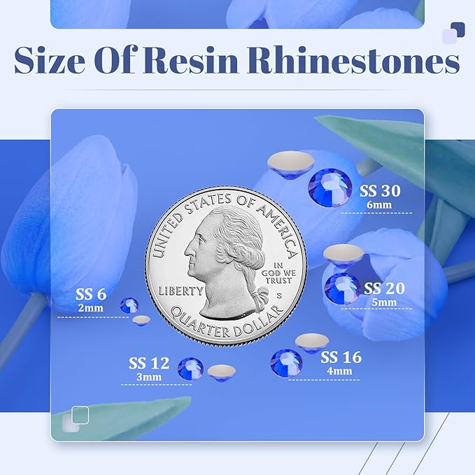 1500PCS 6mm Resin Rhinestones Bulk for Crafting (Royal Blue), Flatback Bedazzling Crystals for Crafts DIY Nail Decoration, Gems Charms for Tumbler Shoes Clothing Fabric with Pickup Pen and Tweezers